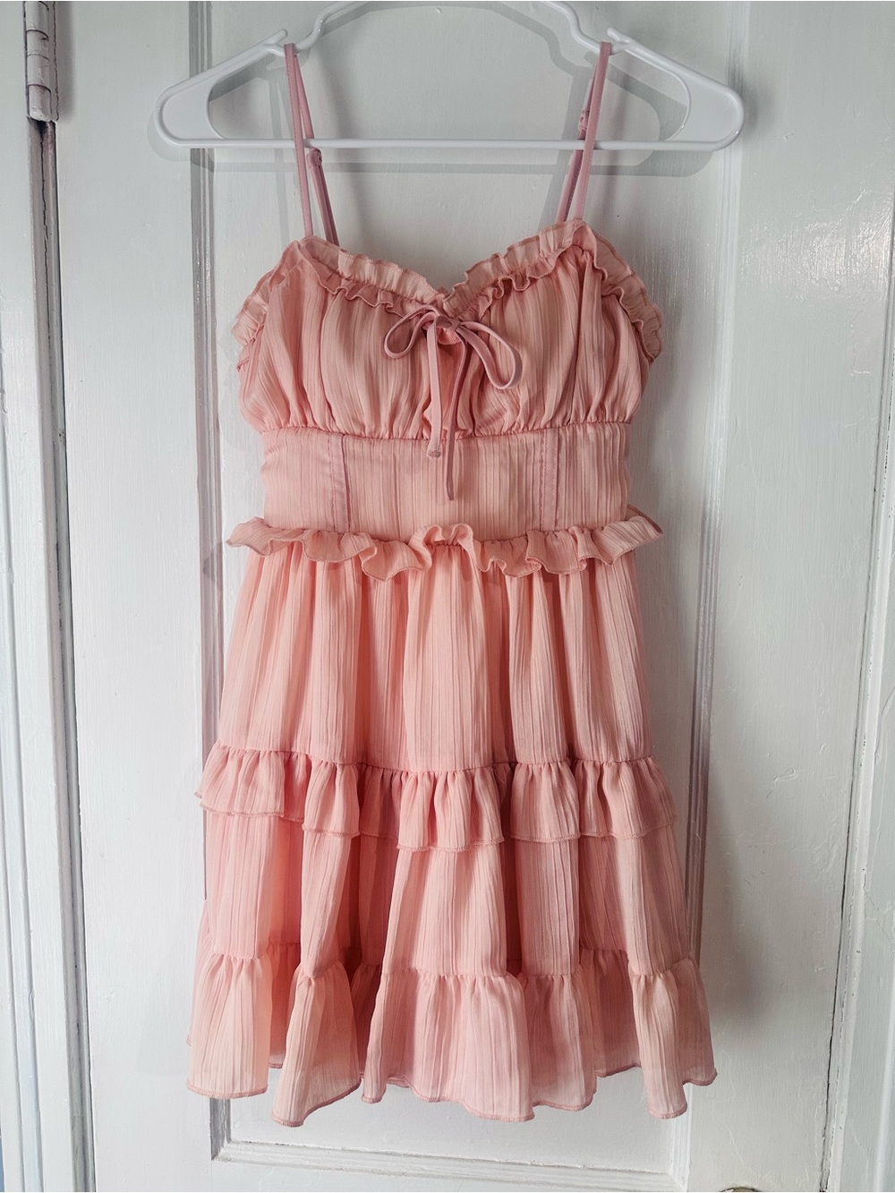 Pink Ruffle Tiered Mini Dress